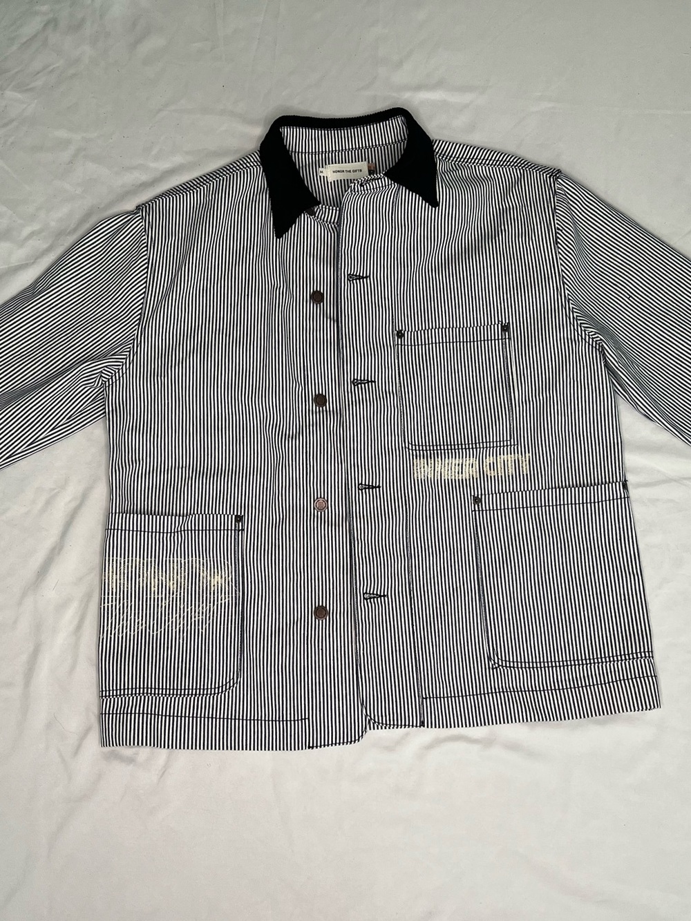 Nordstrom Black & White Striped Lightweight Shirt Jacket